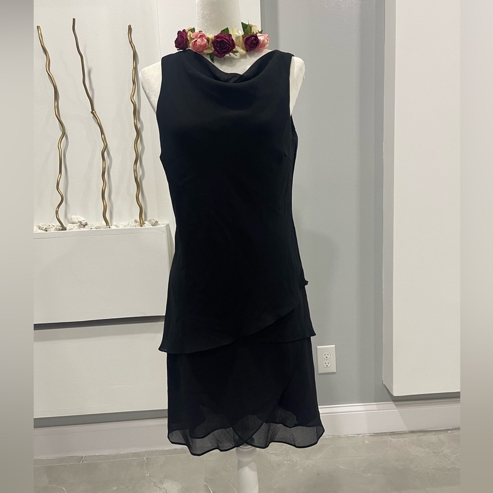 Sheri Martin Black Layered Midi Dress
